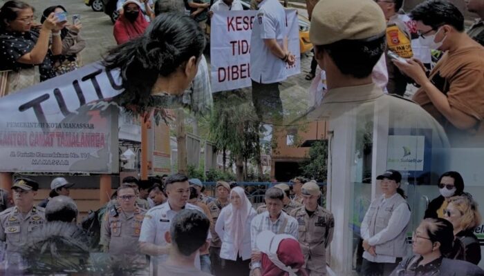 Sekretaris Camat Tamalanrea Temui Demonstran di Halaman Kantor Kecamatan Tamalanrea