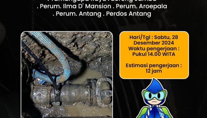 PDAM Makassar Akan Lakukan Pengerjaan Penggantian Gate Valve 150mm di Tamangapa Raya