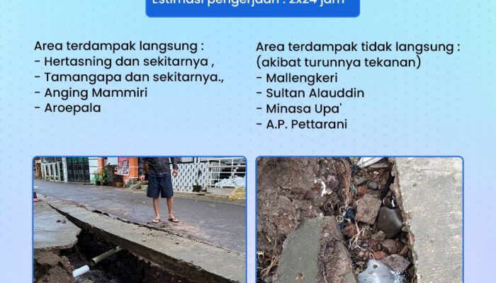 Perbaikan Pipa Bocor di Gowa, Sejumlah Wilayah di Makassar Terdampak