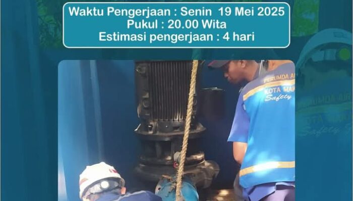 PDAM Makassar Perbaiki Pompa Inline BTP, Distribusi Air Bersih Terganggu Sementara